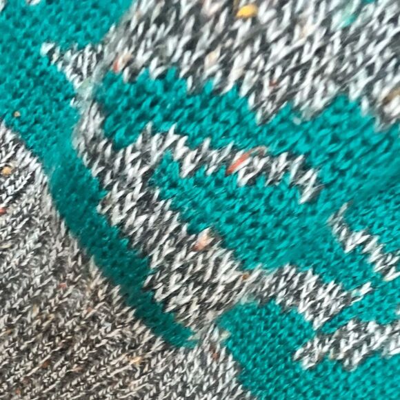 Vintage 90’s Collectif Italy Street Knit Sweater Teal Gray Abstract Size L - Picture 6 of 10